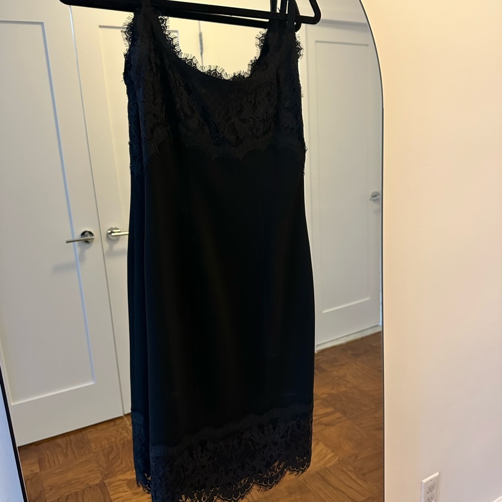 DVF Black Lace Slip Cocktail Dress
